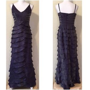 Adrianna Papell Shimmery Purple Layered Long Dress